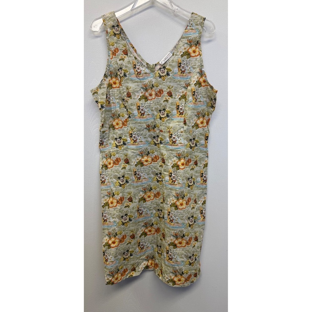 Aulani Disney Resort Mickey Mouse Tropical Aloha Floral Shift Dress Large L
